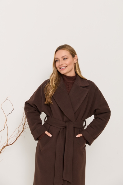 Пальто Влада 120  Кашемір Турецький утепленний 16294 Цвет: Шоколад 6099