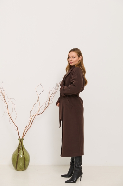 Пальто Влада 120  Кашемір Турецький утепленний 16294 Цвет: Шоколад 6099