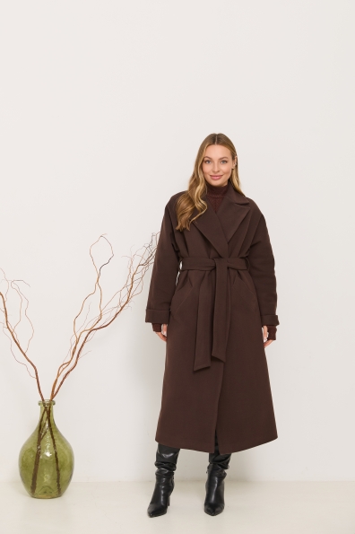 Пальто Влада 120  Кашемір Турецький утепленний 16294 Цвет: Шоколад 6099