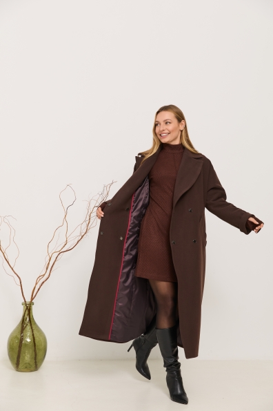 Пальто Влада 120  Кашемір Турецький утепленний 16294 Цвет: Шоколад 6099
