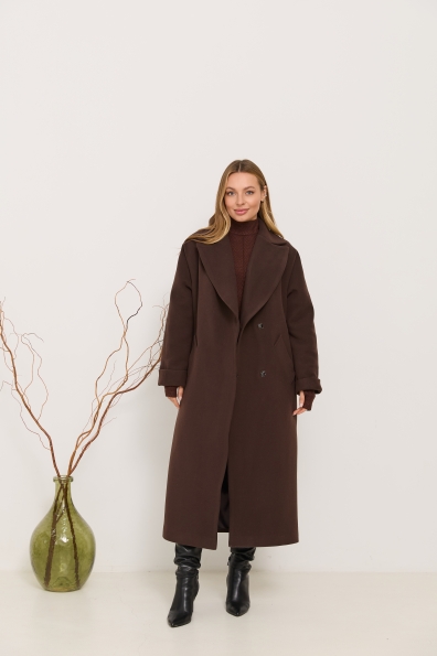 Пальто Влада 120  Кашемір Турецький утепленний 16294 Цвет: Шоколад 6099