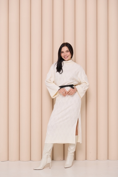 Сукня Сола Міді Трикотаж Ангора дизайн 16407 Цвет: Зигзаг/Молоко