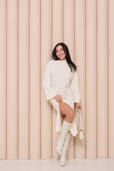 Сукня Сола Міді Трикотаж Ангора дизайн 16407 Цвет: Зигзаг/Молоко