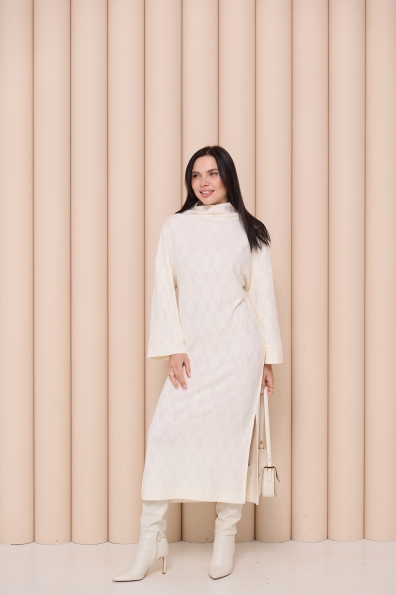 Сукня Сола Міді Трикотаж Ангора дизайн 16407 Цвет: Зигзаг/Молоко