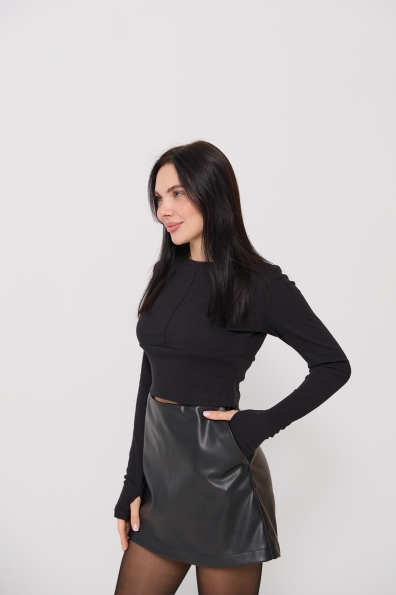 Спідниця - шорти Лана Екошкіра на замші 16220 Цвет: Чорний