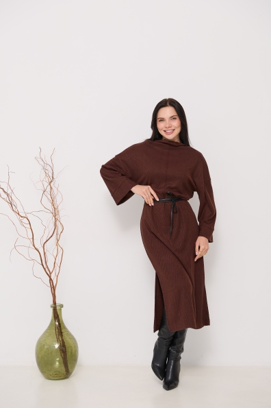 Сукня Сола Міді Трикотаж Ангора дизайн 16407 Цвет: Зигзаг2/Шоколад