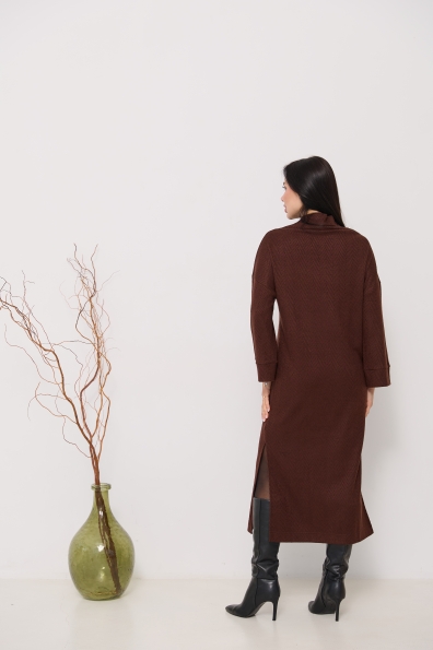 Сукня Сола Міді Трикотаж Ангора дизайн 16407 Цвет: Зигзаг2/Шоколад