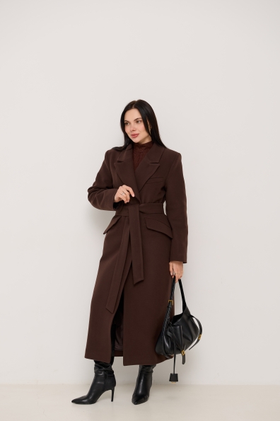 Пальто Вега 125 Кашемір Турецький ЗИМА 16363 Цвет: Шоколад 6099
