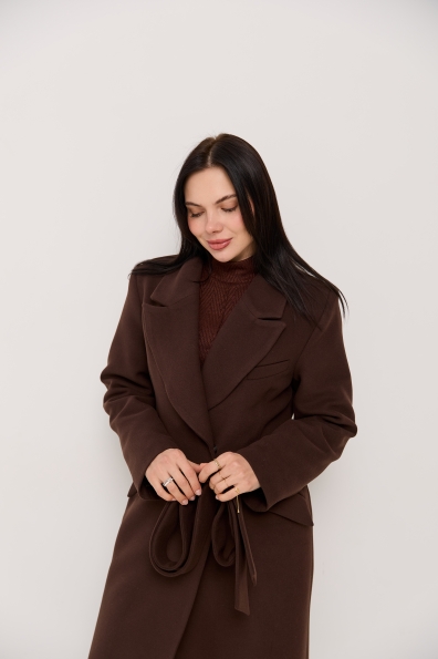 Пальто Вега 125 Кашемір Турецький ЗИМА 16363 Цвет: Шоколад 6099