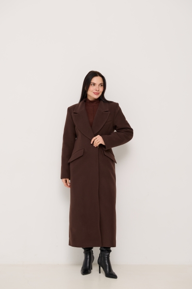 Пальто Вега 125 Кашемір Турецький ЗИМА 16363 Цвет: Шоколад 6099