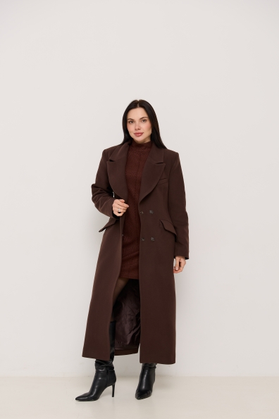 Пальто Вега 125 Кашемір Турецький ЗИМА 16363 Цвет: Шоколад 6099
