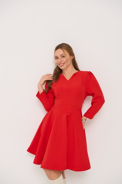 Сукня Мері Міні  3/4 Костюмка креп стрейч 16499 Цвет: Червоний 31