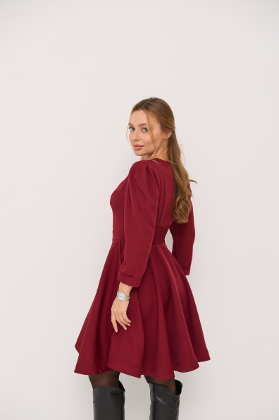 Сукня Мері Міні  3/4 Костюмка креп стрейч 16499 Цвет: Марсала 9