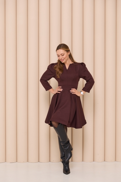 Сукня Мері Міні  3/4 Костюмка креп стрейч 16499 Цвет: Шоколад