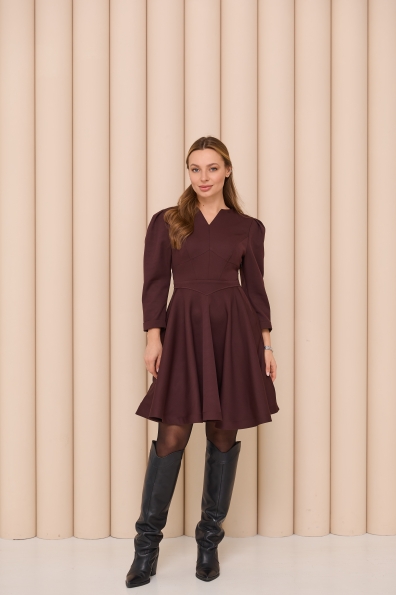 Сукня Мері Міні  3/4 Костюмка креп стрейч 16499 Цвет: Шоколад