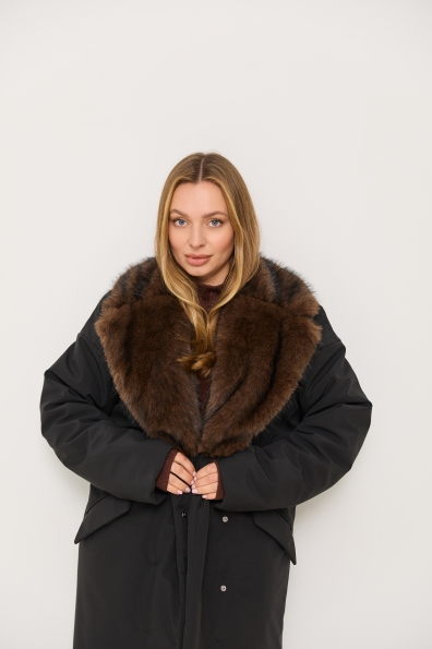 Куртка Люксор 120 Плащівка Бонд з хутром 16390 Цвет: Чорний