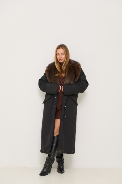 Куртка Люксор 120 Плащівка Бонд з хутром 16390 Цвет: Чорний