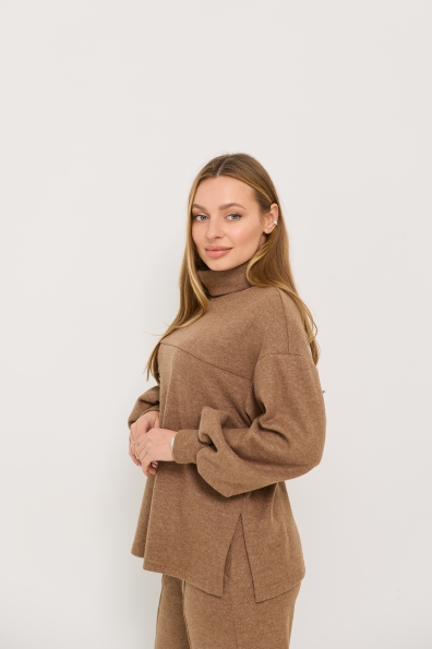 Костюм Кава Трикотаж Ангора преміум 16090 Цвет: Карамель  темний