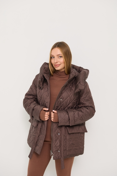 Куртка Нова 70 Плащівка GloriaAmmy стьобана ЗИМА 16501 Цвет: шоколад