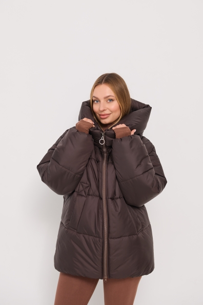 Пуховик Овертайм плащівка Gloria 16546 Цвет: Шоколад