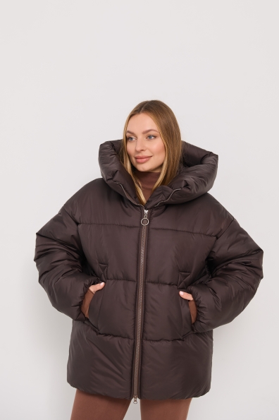 Пуховик Овертайм плащівка Gloria 16546 Цвет: Шоколад