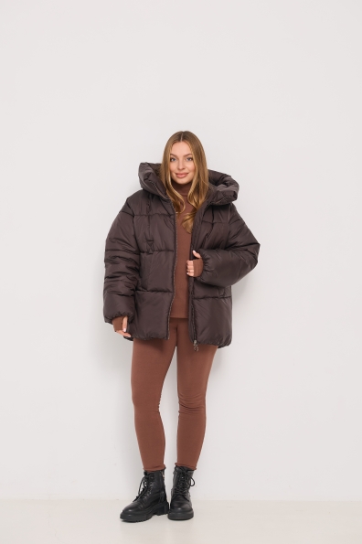 Пуховик Овертайм плащівка Gloria 16546 Цвет: Шоколад