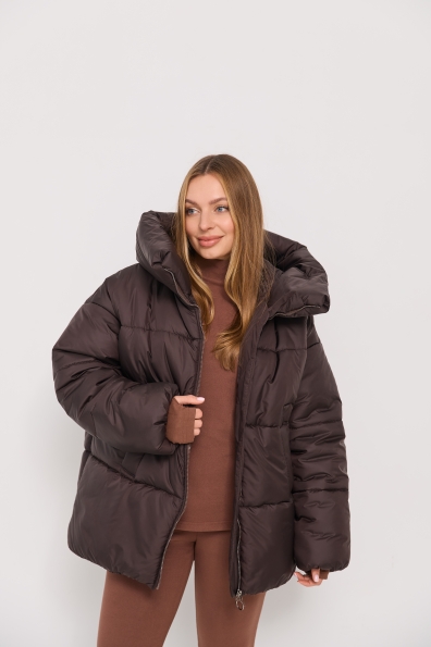 Пуховик Овертайм плащівка Gloria 16546 Цвет: Шоколад