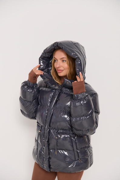 Куртка Монреаль 65_500 Плащівка Монклер з еко пухом 16558 Цвет: Графіт