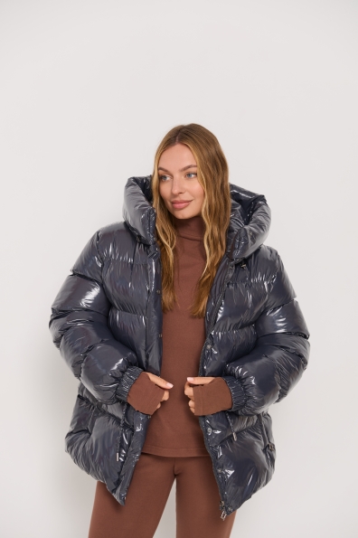Куртка Монреаль 65_500 Плащівка Монклер з еко пухом 16558 Цвет: Графіт