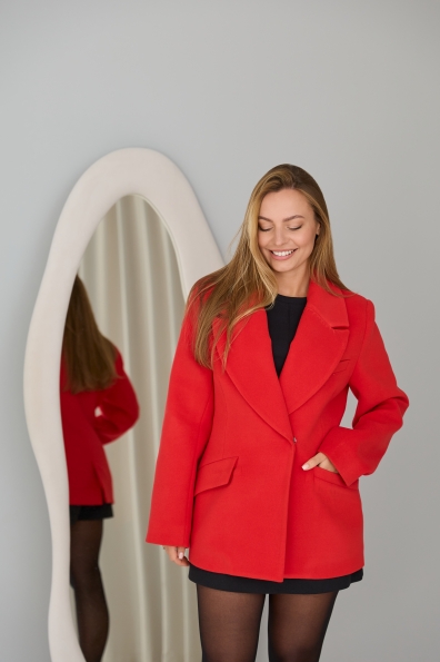 Пальто Вега 70  Екокашемір  16623 Цвет: Червоний