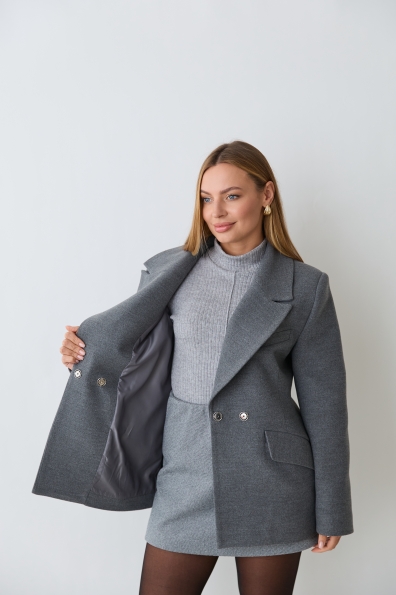 Пальто Вега 70 Кашемір Турецький 16621 Цвет: Сірий