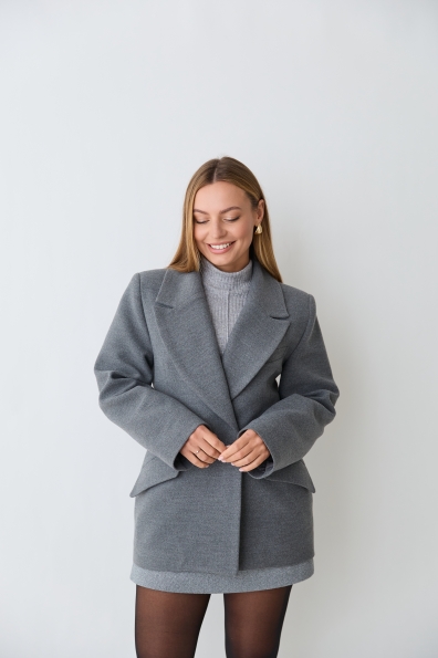 Пальто Вега 70 Кашемір Турецький 16621 Цвет: Сірий