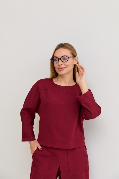 Костюм Ріволі Костюмка креп стрейч 16661 Цвет: Марсала