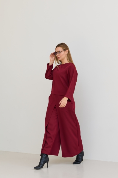 Костюм Ріволі Костюмка креп стрейч 16661 Цвет: Марсала