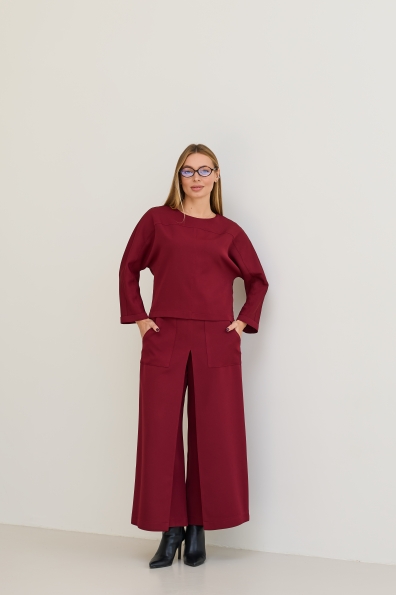 Костюм Ріволі Костюмка креп стрейч 16661 Цвет: Марсала