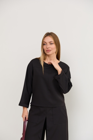 Костюм Ріволі Костюмка креп стрейч 16661 Цвет: Чорний