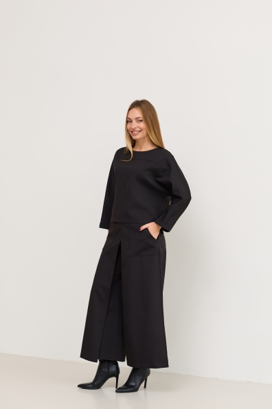 Костюм Ріволі Костюмка креп стрейч 16661 Цвет: Чорний