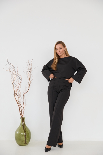 Рома Костюмка креп стрейч костюм 16626 Цвет: Чорний