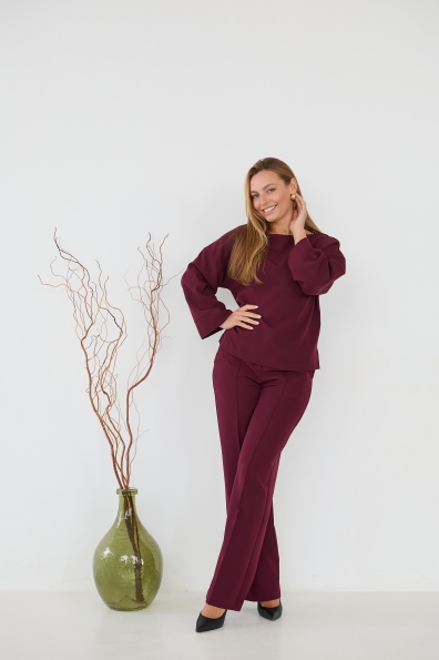 Рома Костюмка креп стрейч костюм 16626 Цвет: Марсала