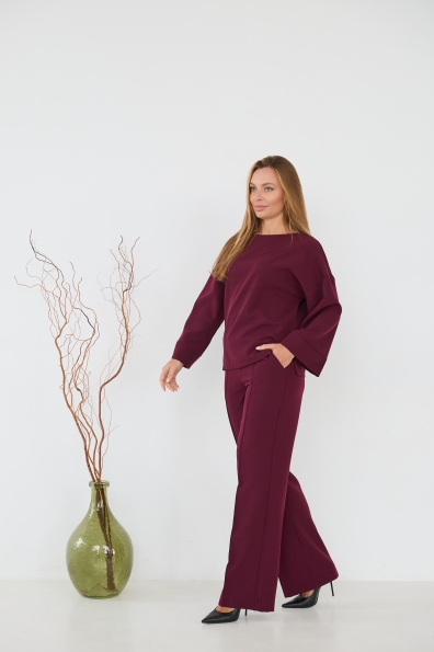 Рома Костюмка креп стрейч костюм 16626 Цвет: Марсала