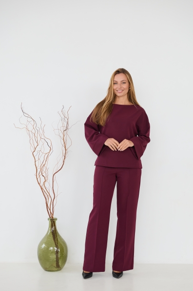 Рома Костюмка креп стрейч костюм 16626 Цвет: Марсала