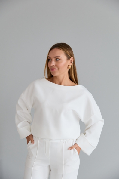 Рома Костюмка креп стрейч костюм 16626 Цвет: Молоко 1