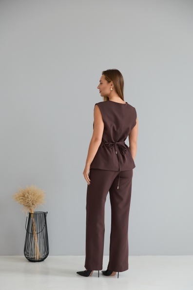 Костюм Сапфір Костюмка креп стрейч 16589 Цвет: Шоколад