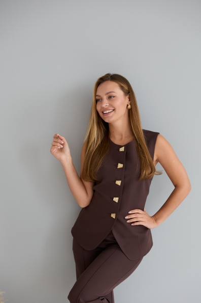 Костюм Сапфір Костюмка креп стрейч 16589 Цвет: Шоколад