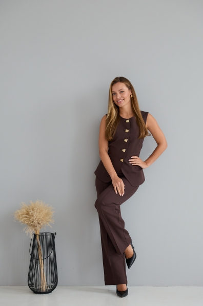 Костюм Сапфір Костюмка креп стрейч 16589 Цвет: Шоколад