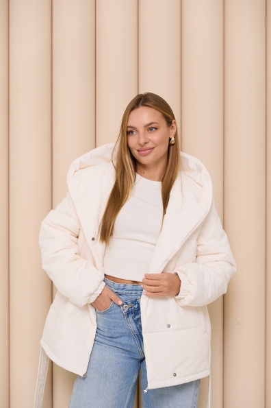 Куртка Бумер Плащівка Ammy 16746 Цвет: Молоко