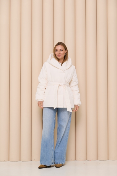 Куртка Бумер Плащівка Ammy 16746 Цвет: Молоко