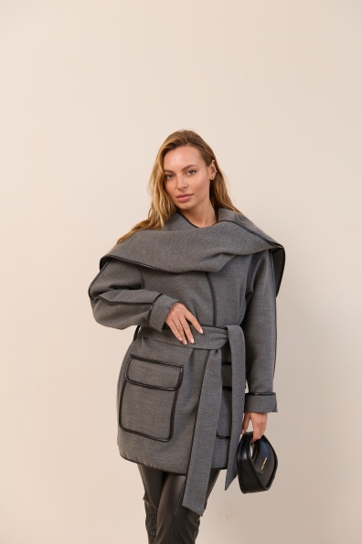 Пальто Нота Кашемір Турецькийі 16650 Цвет: Сірий