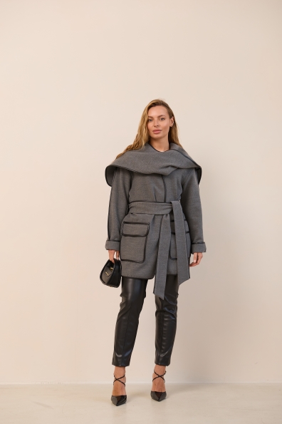 Пальто Нота Кашемір Турецькийі 16650 Цвет: Сірий