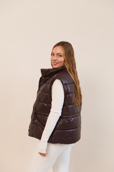 Жилет Бомонд 60 Плащівка  Full Dull 16726 Цвет: шоколад